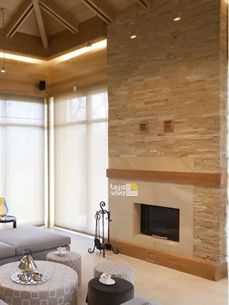Sala de estar com cortinas sob medida