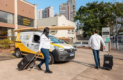 Atendimento móvel chegando ao cliente